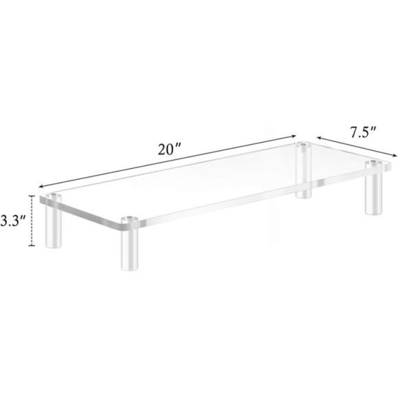 20x7.5 Acrylic Monitor Stand Riser, Clear Computer Stand, Desk Riser - Picture 7 of 8